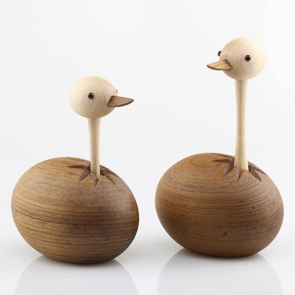 New Born Wood Ostrich Sculpture - Nordic Style Home Decor