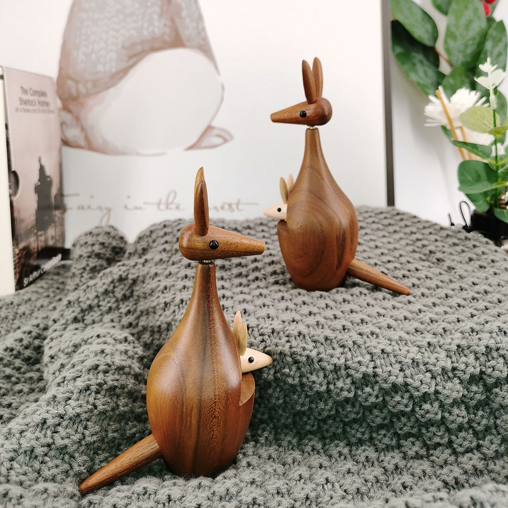 Playful Kangaroo Wooden Figure - Nordic and Playful Decor