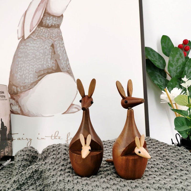 Playful Kangaroo Wooden Figure - Nordic and Playful Decor