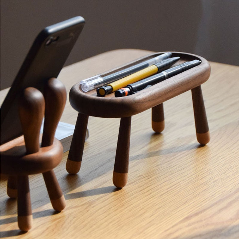 Rabbit Wood Phone & Pencil Holder - Nordic Elegance