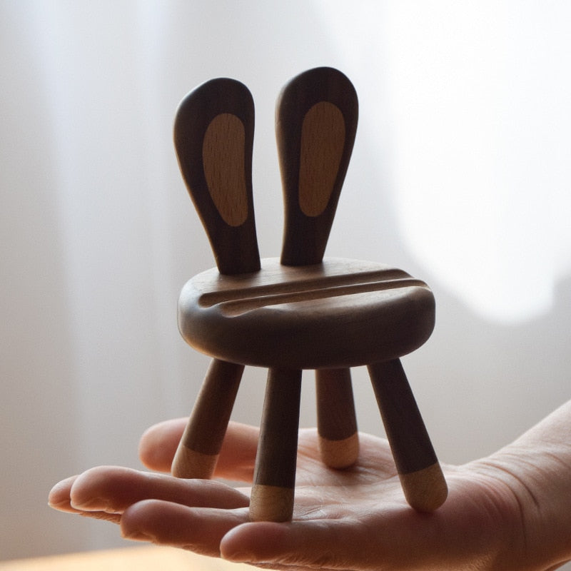 Rabbit Wood Phone & Pencil Holder - Nordic Elegance