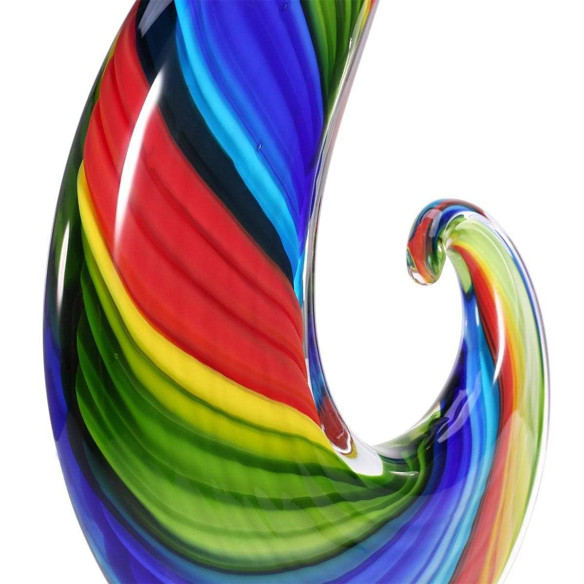 Rainbow Hand Blown Glass Sculpture - Mesmerizing Decor