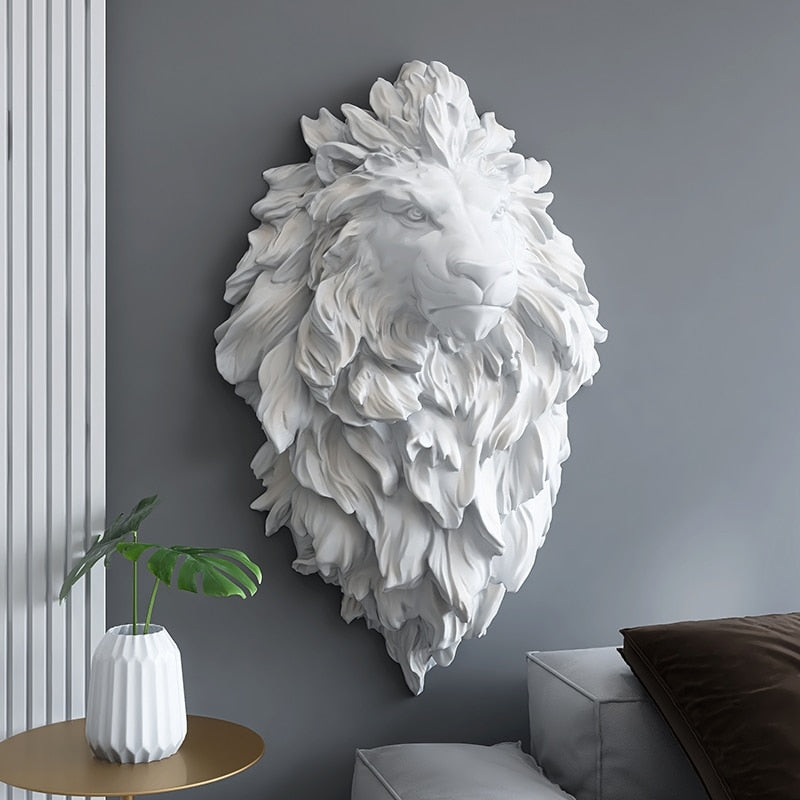 Roaring Majesty: 3D Lion Head Wall Decor