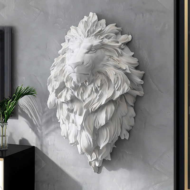 Roaring Majesty: 3D Lion Head Wall Decor