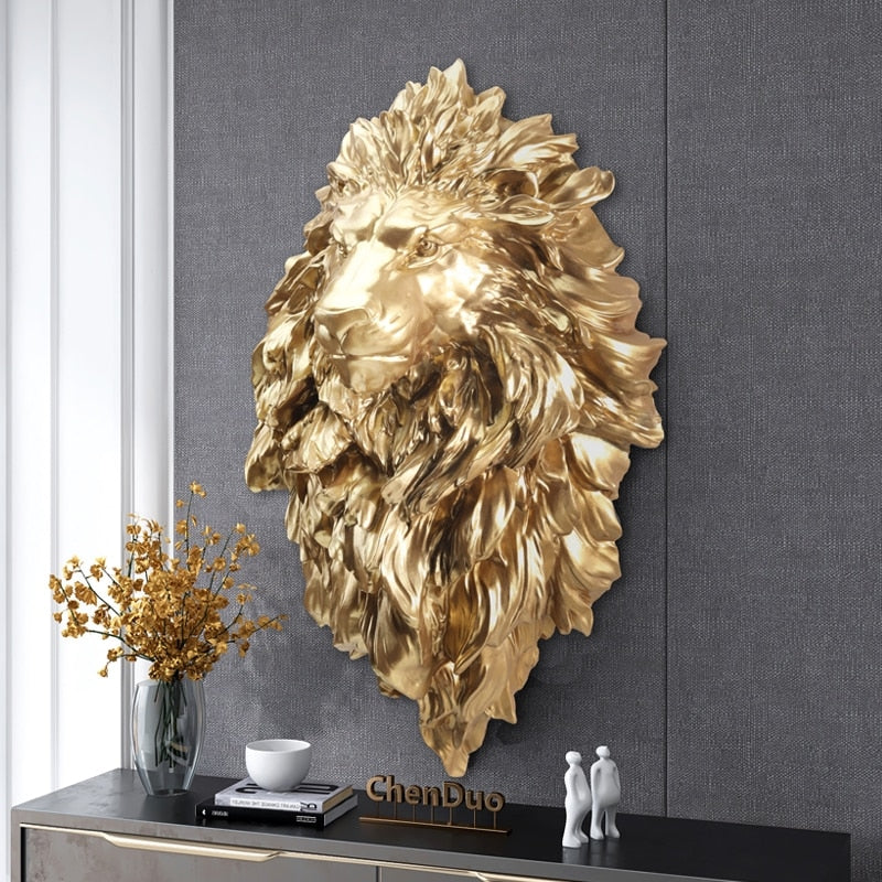 Roaring Majesty: 3D Lion Head Wall Decor