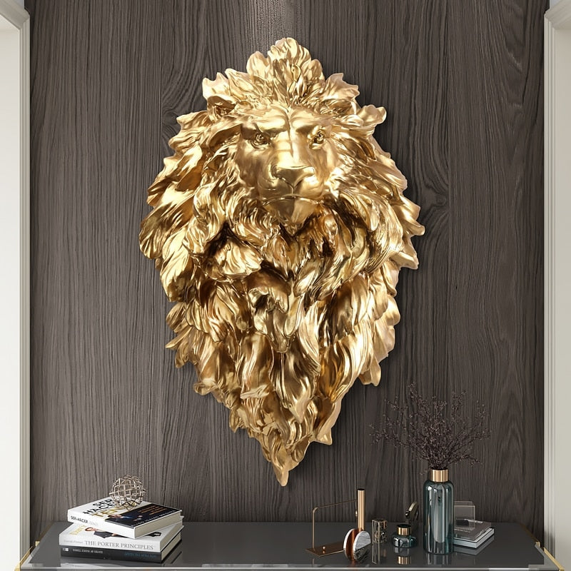 Roaring Majesty: 3D Lion Head Wall Decor