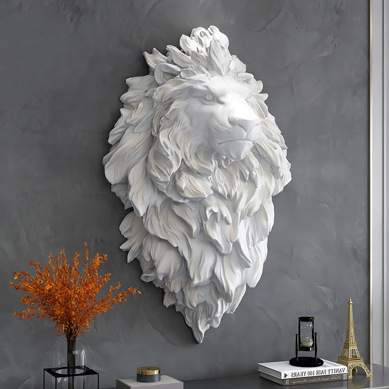 Roaring Majesty: 3D Lion Head Wall Decor