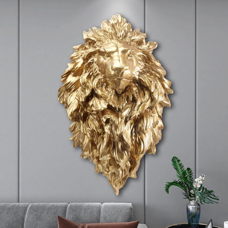 Roaring Majesty: 3D Lion Head Wall Decor