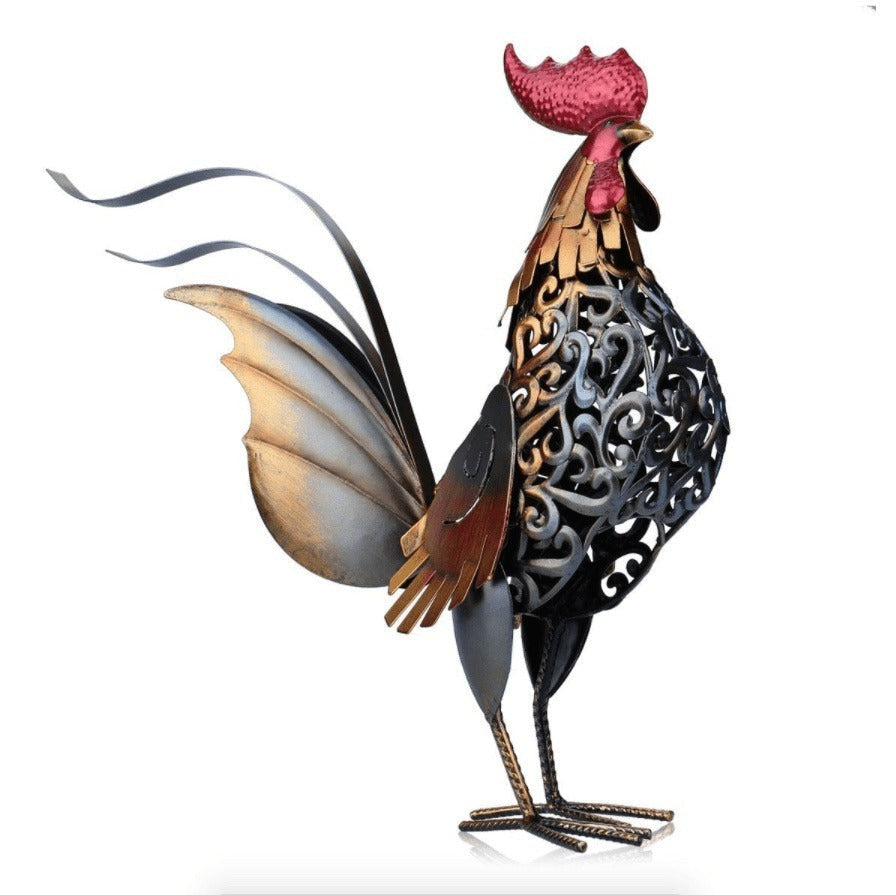 Rooster Carved Sculpture - Striking Chic