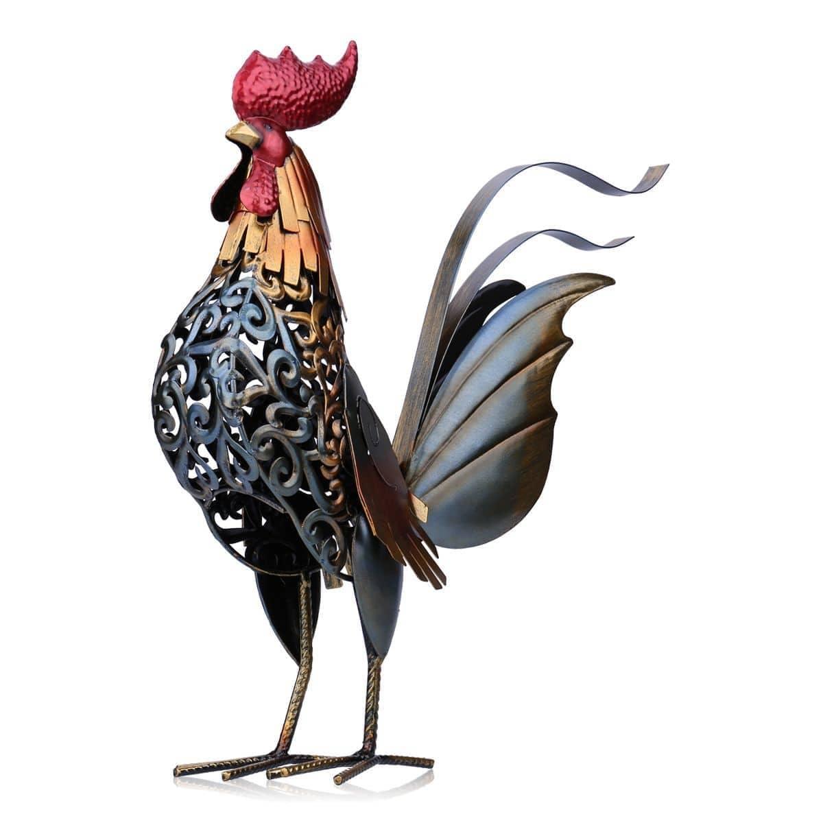 Rooster Carved Sculpture - Striking Chic