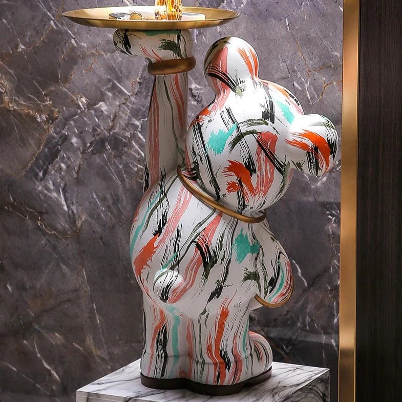 Striking 114cm Graffiti Art Bear Statue: A Bold Decorative Statement