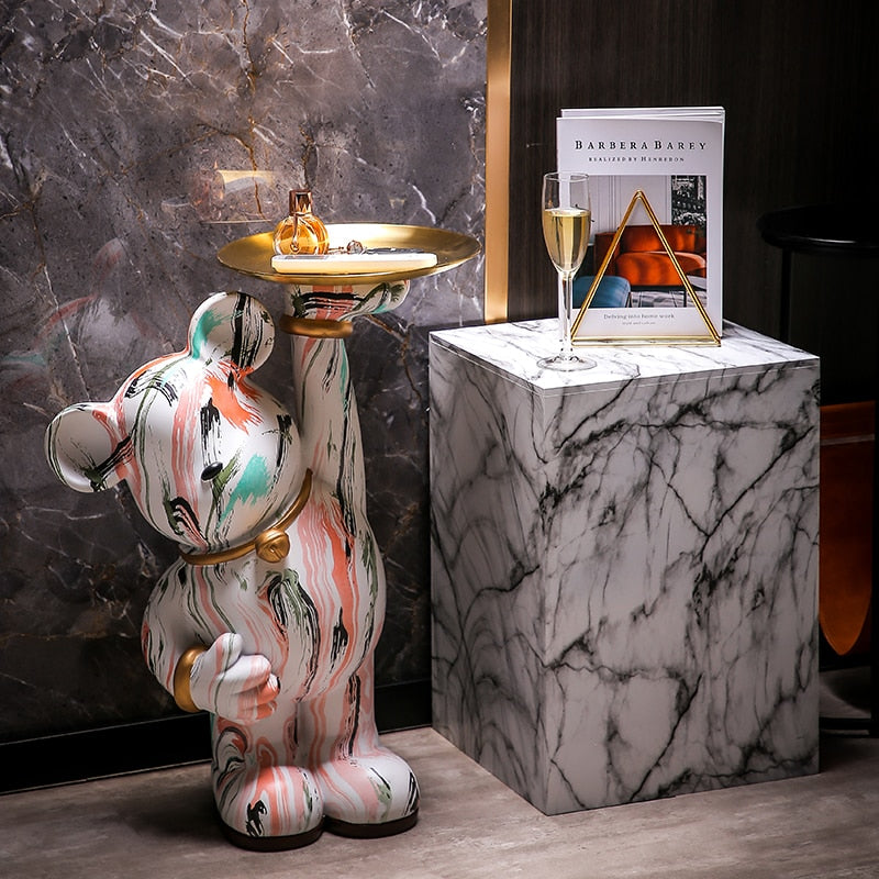 Striking 114cm Graffiti Art Bear Statue: A Bold Decorative Statement