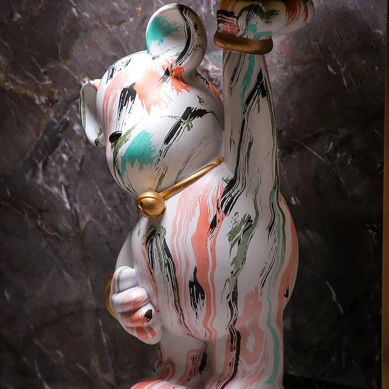 Striking 114cm Graffiti Art Bear Statue: A Bold Decorative Statement