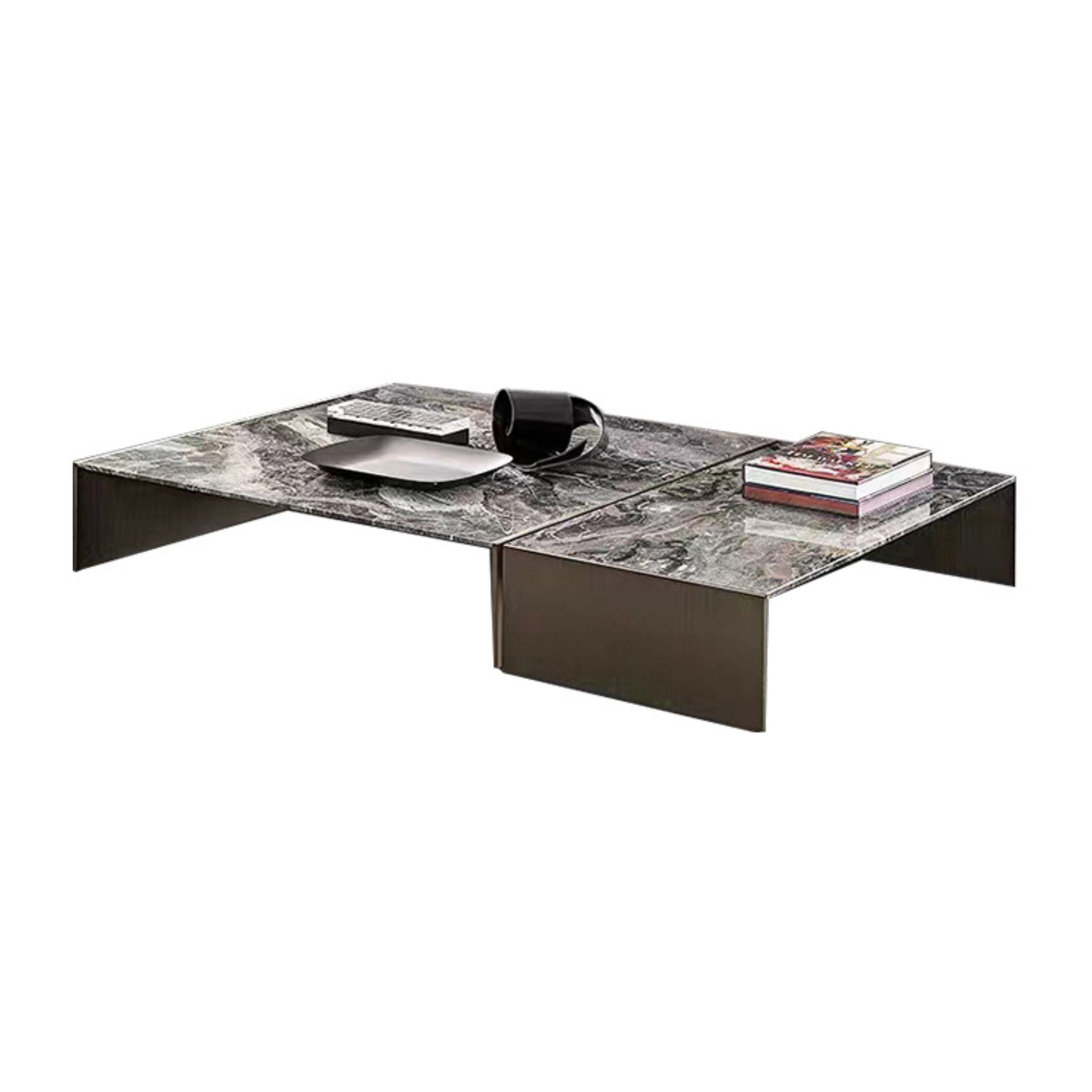 Set of 2 chrome bronze stainless steel natural marble Coffee table TG-CT43