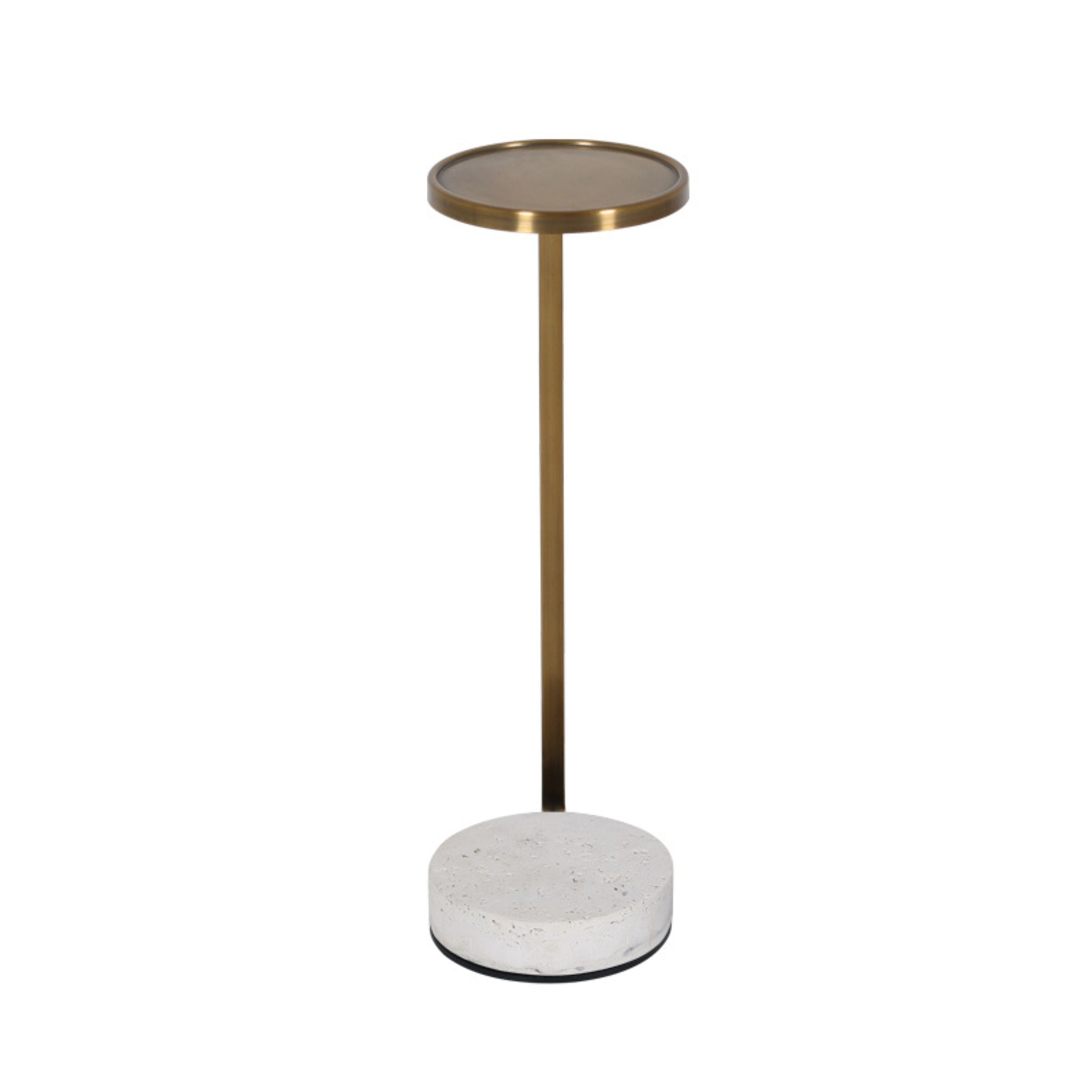 Travertine and Gold metal in Copper Side Table 4916-TRA