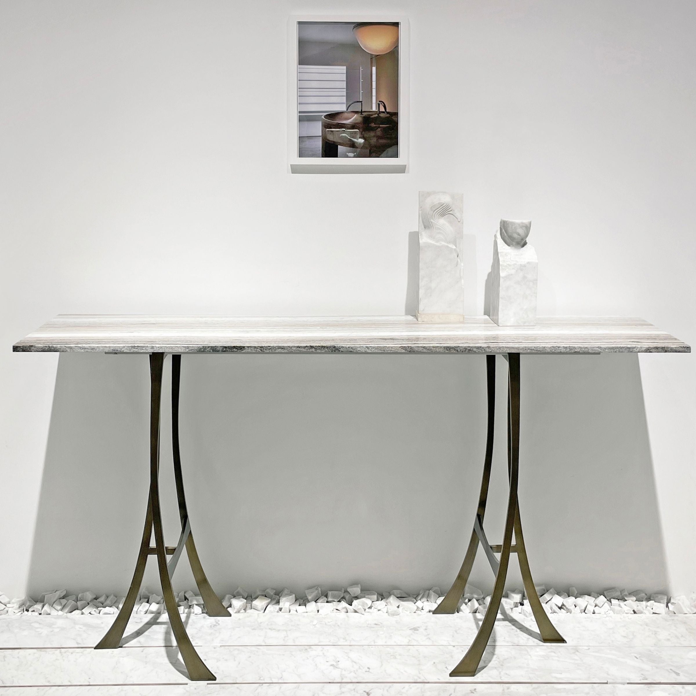 Natural Stone Water Melody Stainless Steel Console Table 421HT