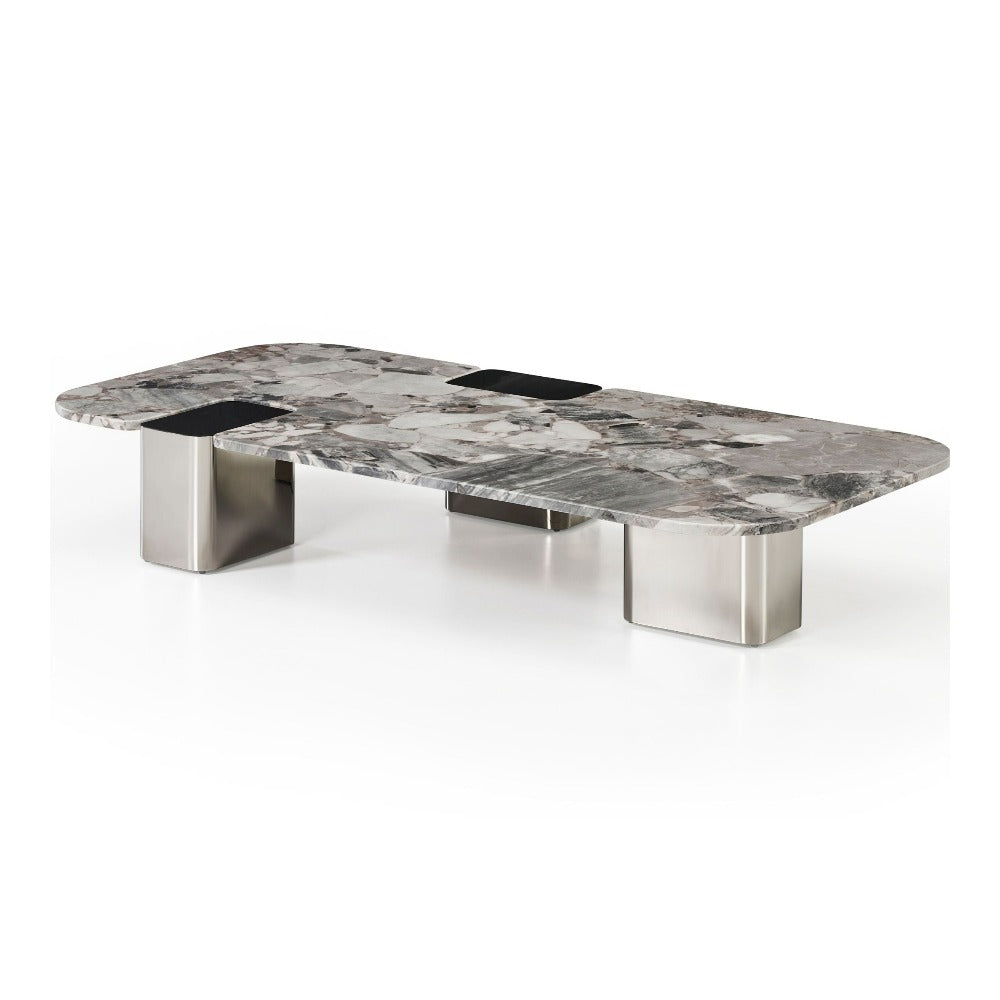 Coffee Table Natural Stone Top Stainless Steel Leg - LT054L