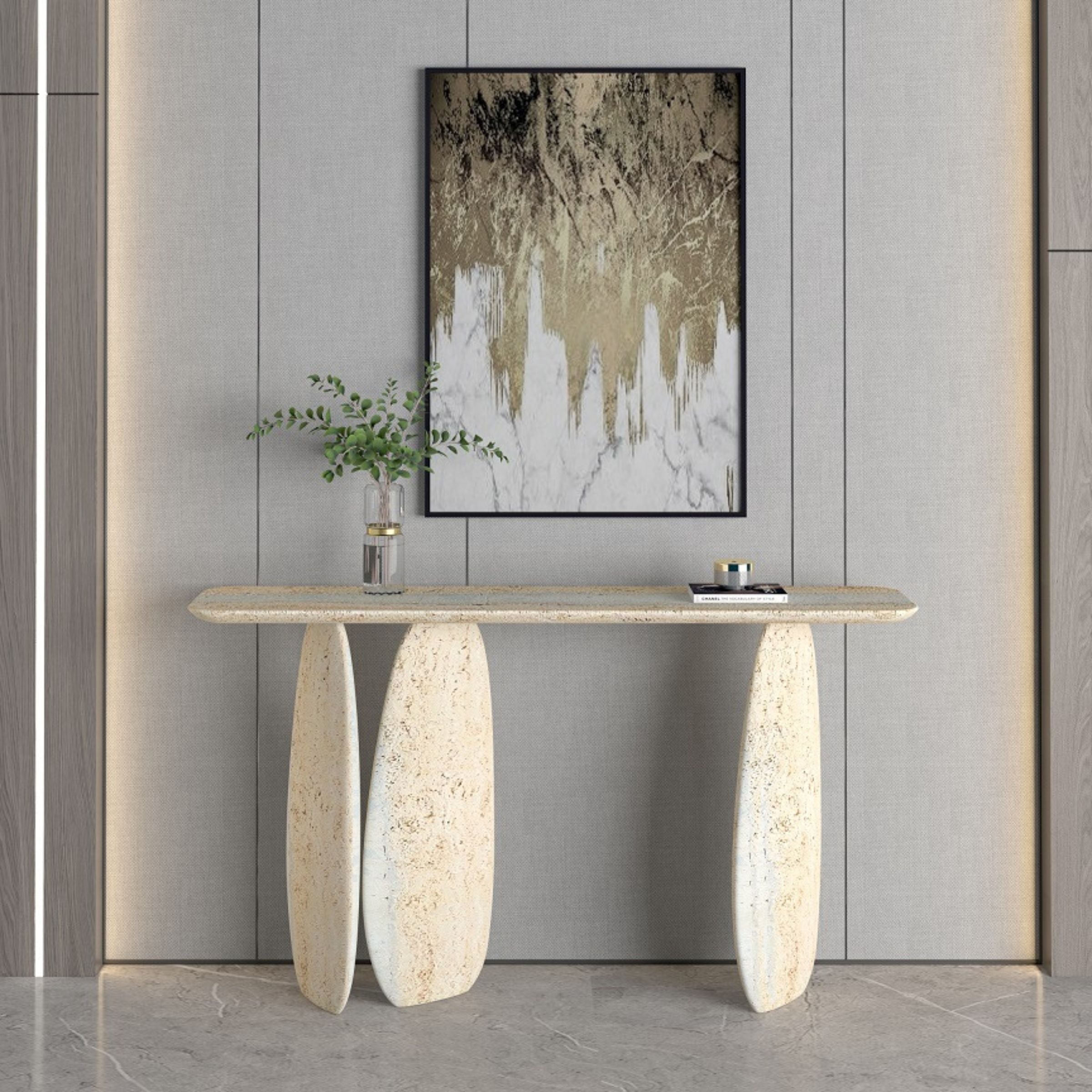 Pre-order 25 Days for Delivery - Lisbon Travertine Console Table - 495DTS