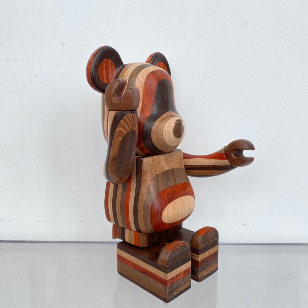 Wooden Charm with KarimokuCraved Violence Bear - Unique & Stylish 28cm Bearbrick Figure