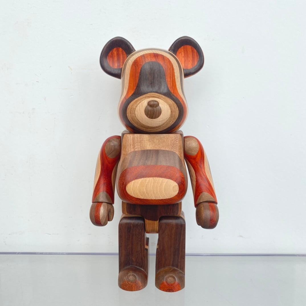 Wooden Charm with KarimokuCraved Violence Bear - Unique & Stylish 28cm Bearbrick Figure