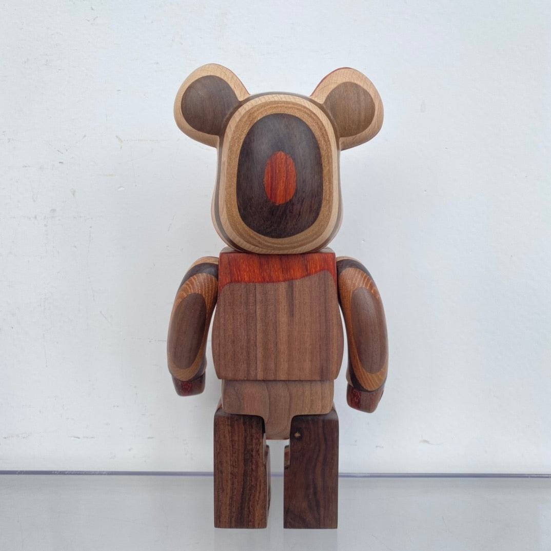 Wooden Charm with KarimokuCraved Violence Bear - Unique & Stylish 28cm Bearbrick Figure