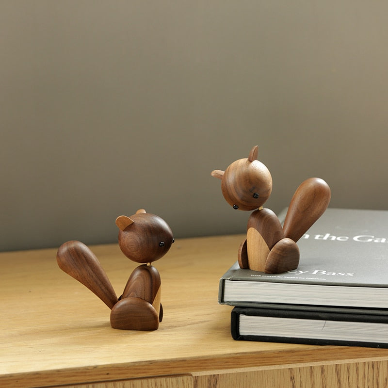 Wooden Squirrel Figure - Scandinavian Chic Home Decoration