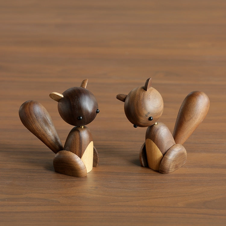 Wooden Squirrel Figure - Scandinavian Chic Home Decoration