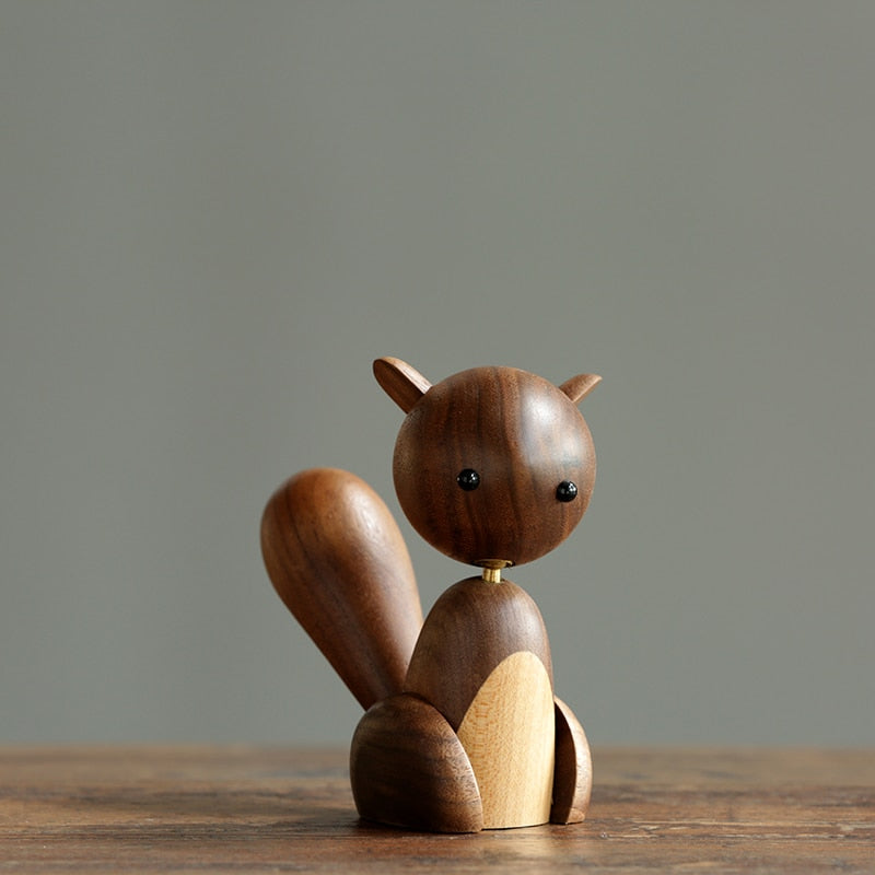 Wooden Squirrel Figure - Scandinavian Chic Home Decoration