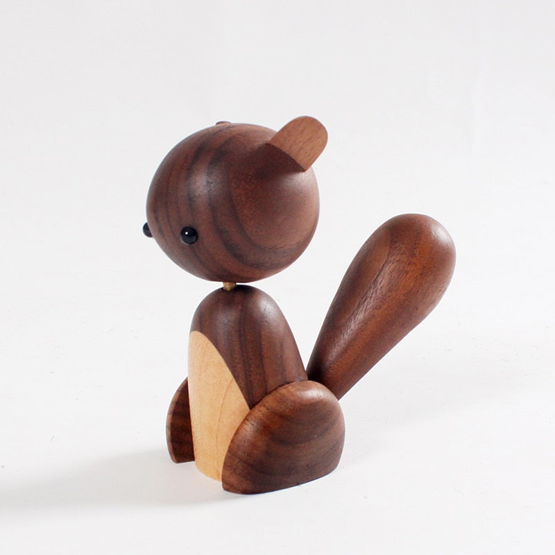 Wooden Squirrel Figure - Scandinavian Chic Home Decoration