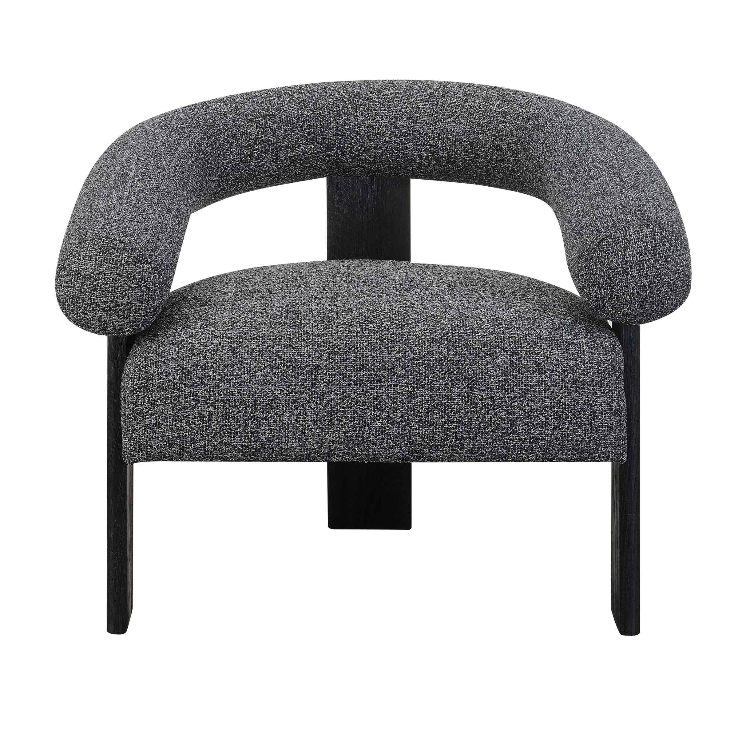 Curved Back Wishbone Chair With Black Legs-Gray 17043-03