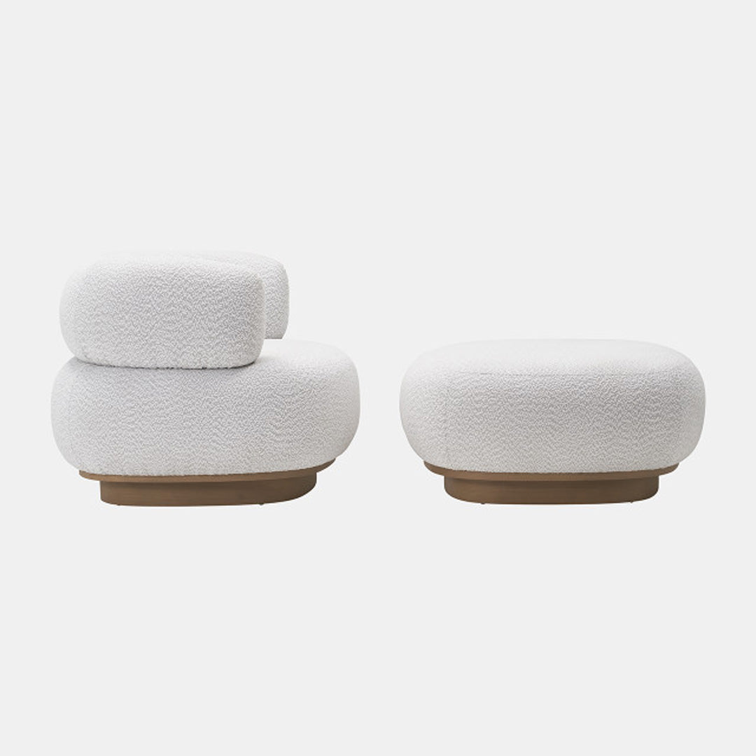 Modern RoundBack Chair With Ottoman - Ivory 17088Ra/ 17088E