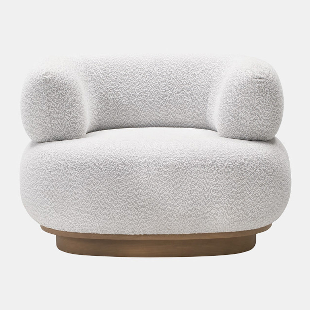 Modern RoundBack Chair With Ottoman - Ivory 17088Ra/ 17088E