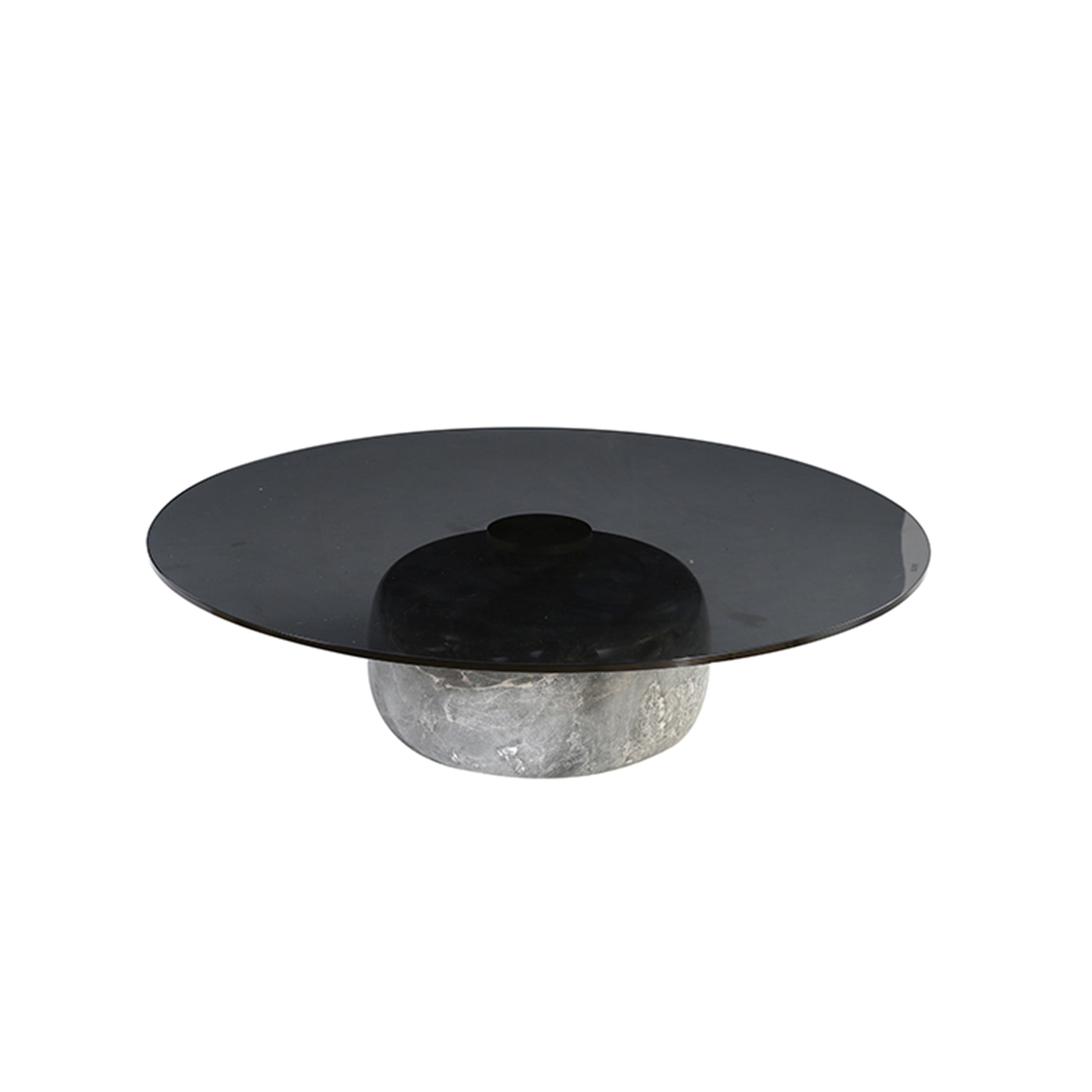 Minimal Grey Glass & Marble Round Coffee Table Ct8683-Sg