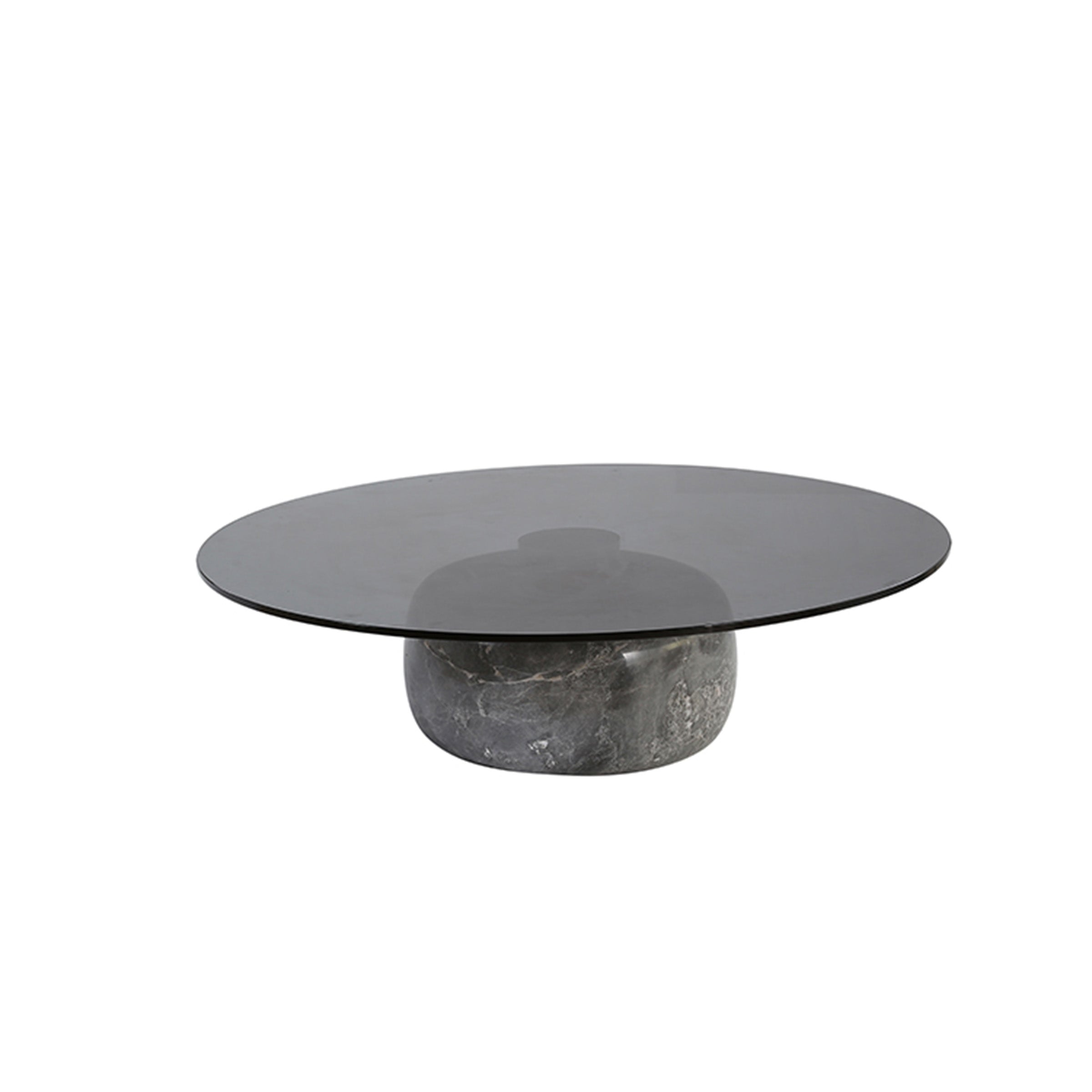 Minimal Grey Glass & Marble Round Coffee Table Ct8683-Sg