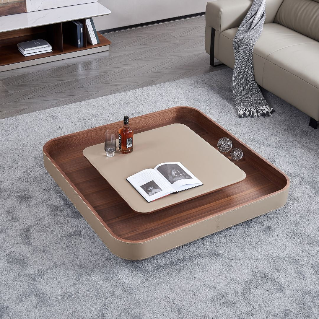 Saddle Leather Veneer Coffee Table MLL-D129