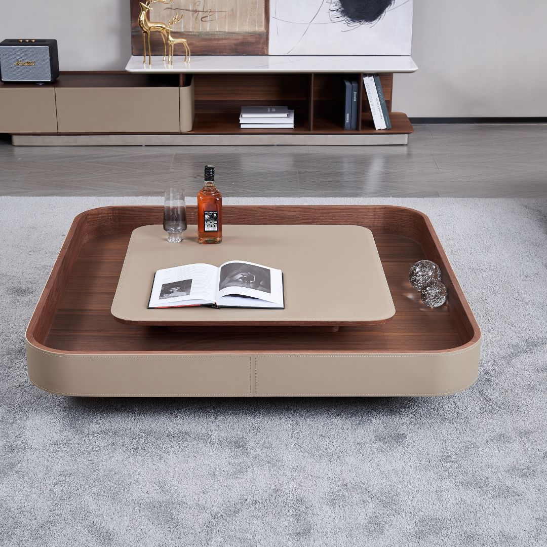 Saddle Leather Veneer Coffee Table MLL-D129