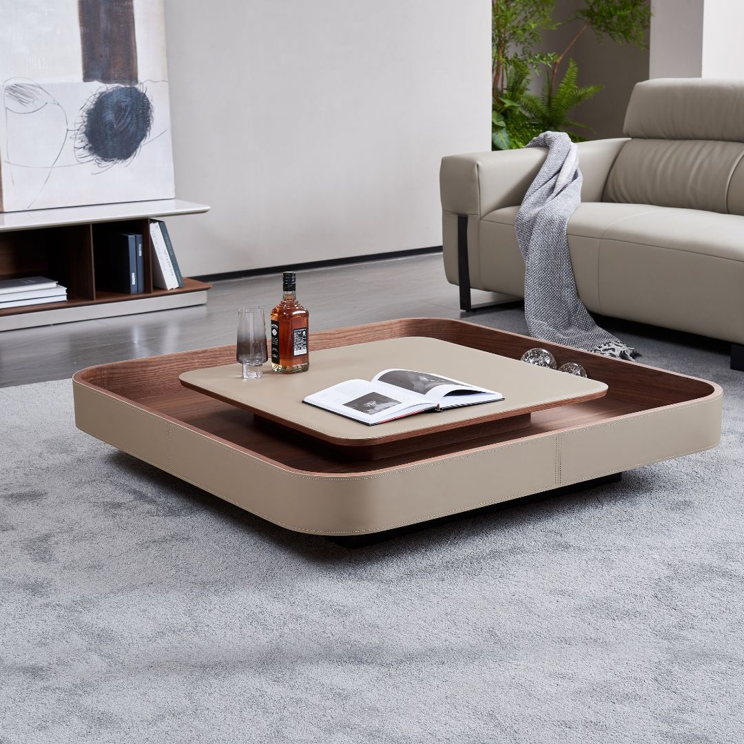 Saddle Leather Veneer Coffee Table MLL-D129