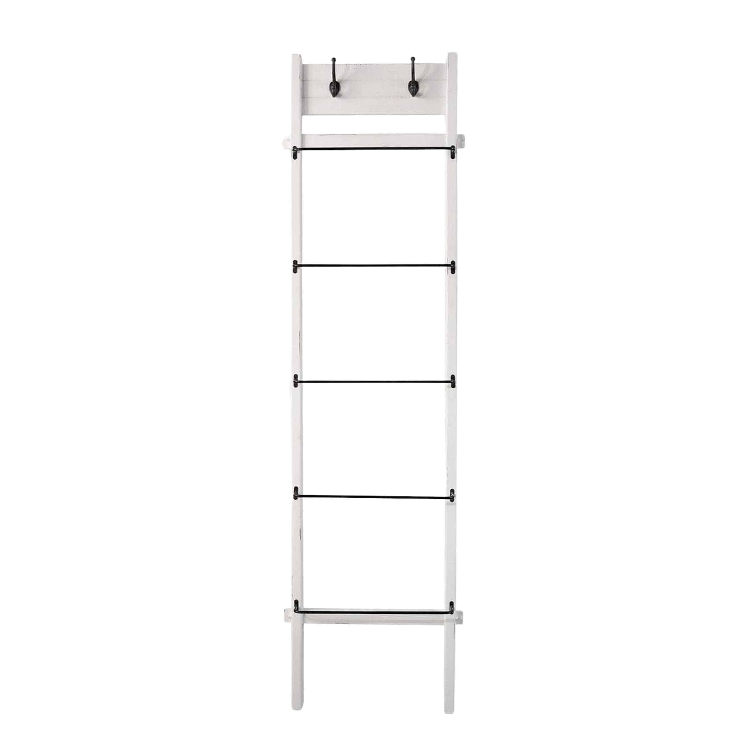 Wood And Metal Ladder 193 Cm - White 14436-01